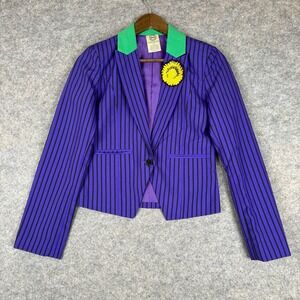 DC Comics Joker Jacket Womens Medium Blazer Costume Cosplay Purple Button Stripe